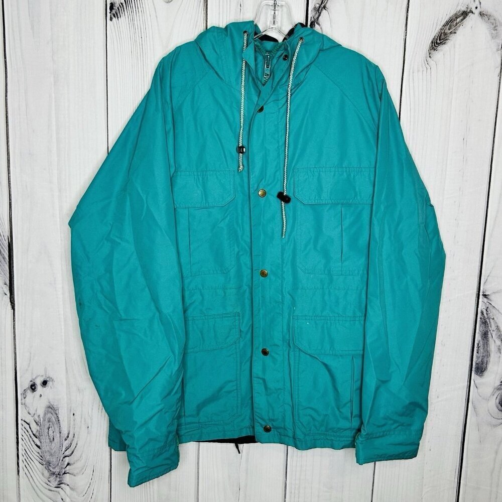 Vintage Cabelas Gore-Tex Hunting Jacket Mens Sz XL Teal Full Zip Utility Outdoor